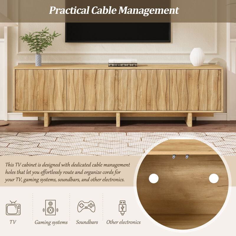 Nankso Retro Style Wood Grain TV Stand image number 4