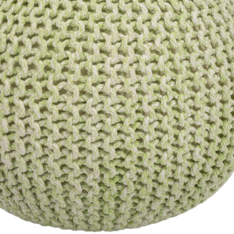 Handwoven Wool Pouf Ottoman &ndash; Round Upholstered Accent for Living Room