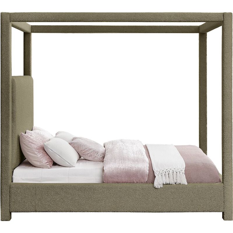 Meridian Furniture Eden Olive Boucle Fabric Queen Bed