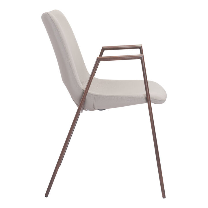 Set of Two Upholstered Faux Leather Dining Chairs with Armrests & Open Back