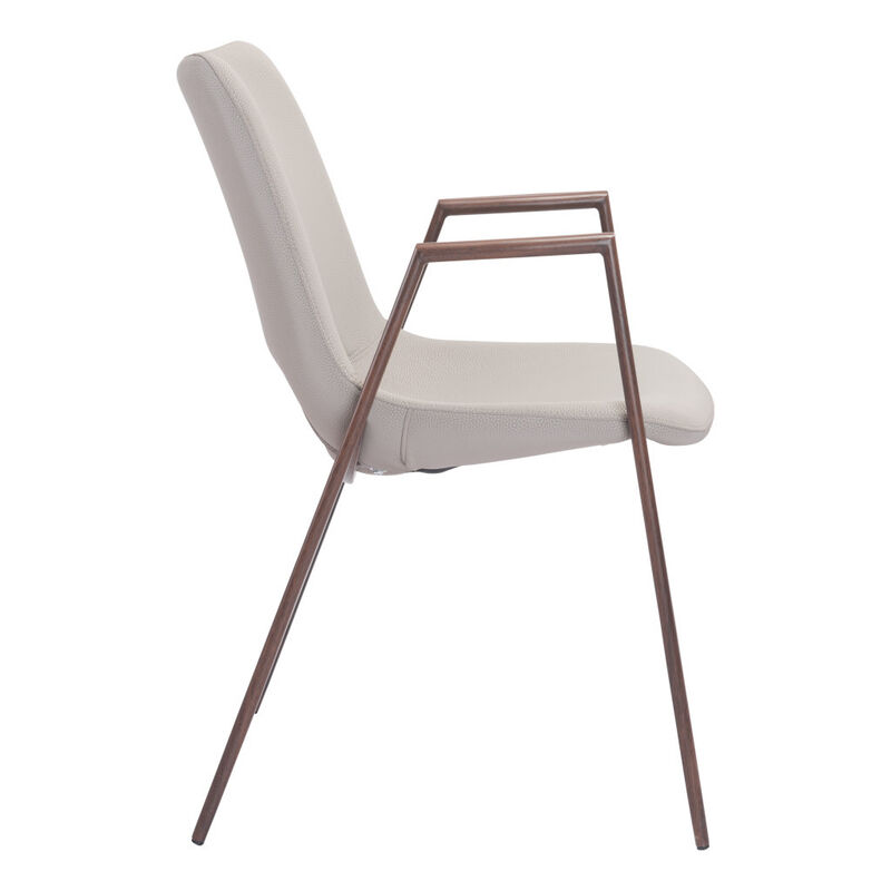Set of Two Upholstered Faux Leather Dining Chairs with Armrests & Open Back image number 1