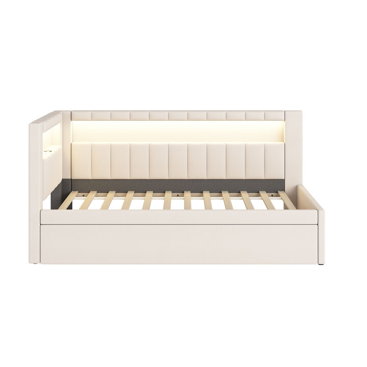 Merax Upholstered Platform Bed with USB Ports and LED