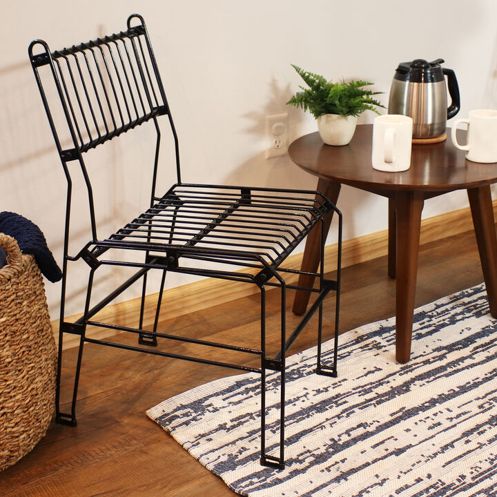 Sunnydaze Indoor/Outdoor Steel Wire Dining Chair - Black