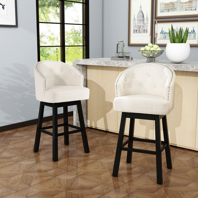 Merax Contemporary Button-Tufted Swivel Barstools image number 1