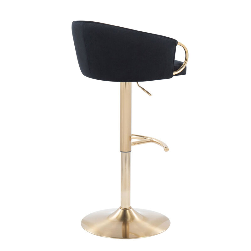Lumisource Claire Contemporary/Glam Adjustable Bar Stool in Gold Metal, Velvet - Set of 2 image number 5