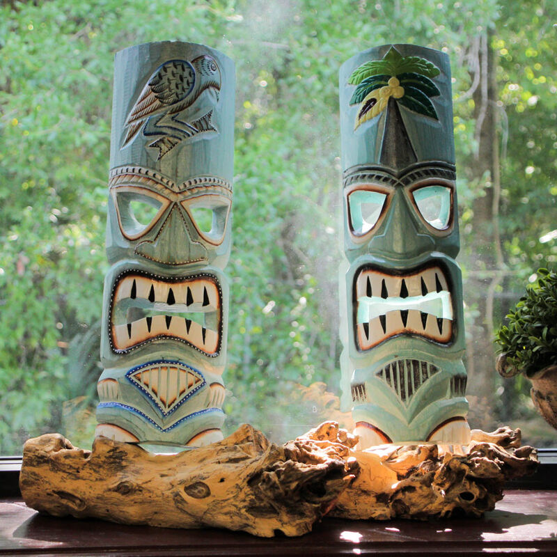 Parrot & Palm Tree Tiki Mask - Set of 2 - 20" High image number 7