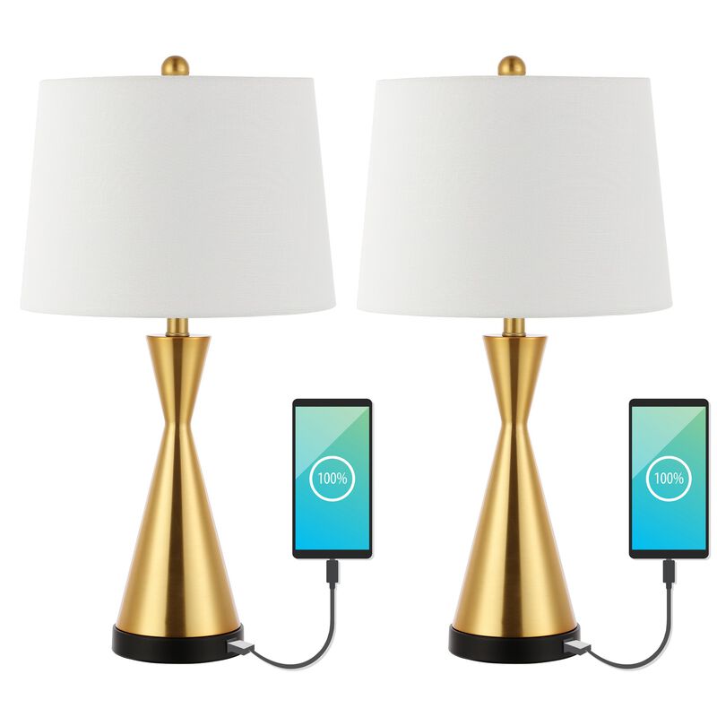 Colton Classic French Country Iron LED Table Lamp with USB Charging Port (Set of 2)