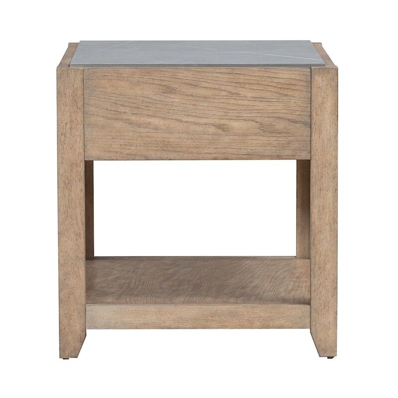 Liberty Furniture Millstone End Table with Unique Tile Top for Living Room - Nutmeg Oak Wood image number 2
