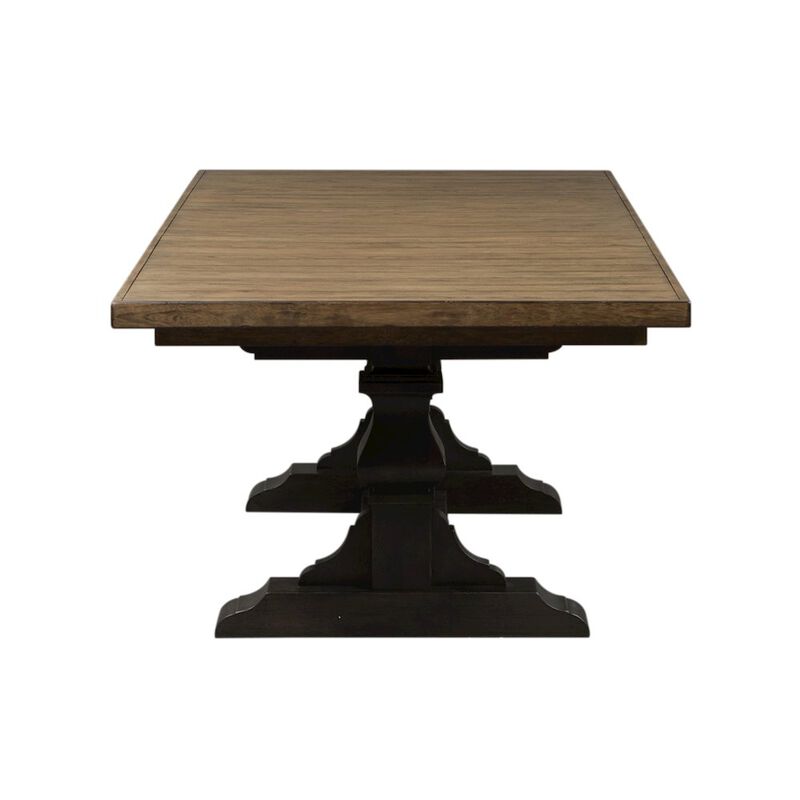 Liberty Furniture Harvest Home Trestle Table in Rubberwood Solids w/ Knotty White Oak Veneers image number 1