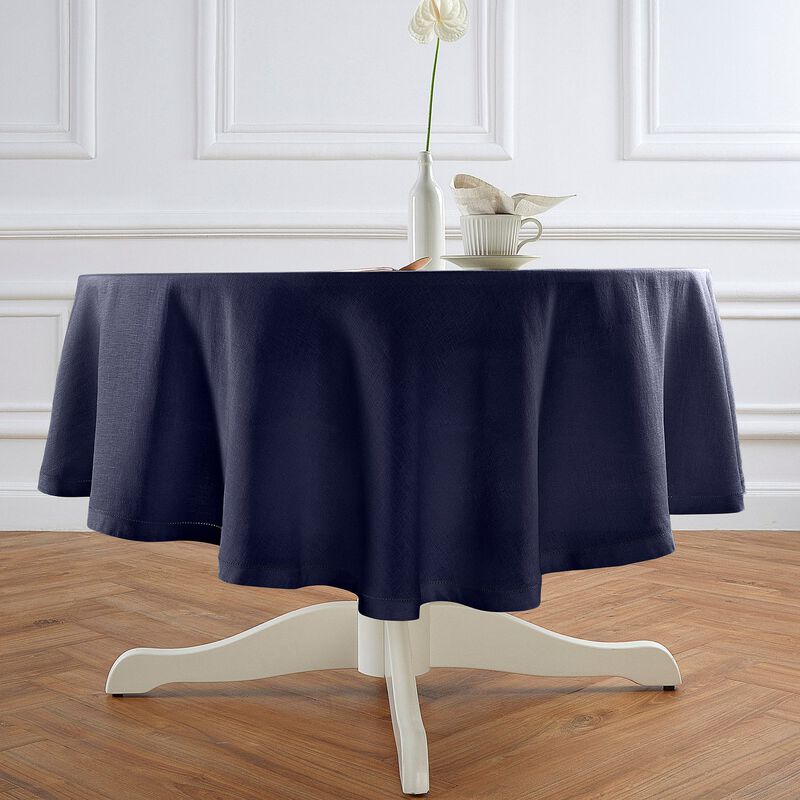 Solino Home 100% Pure Linen Round Tablecloth - Sonoma Hemstitch