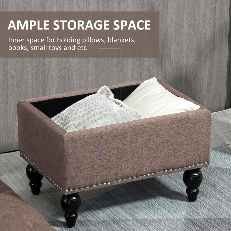 Fabric Dual-Use Ottoman: Button-Tufted Storage Bench Coffee Table