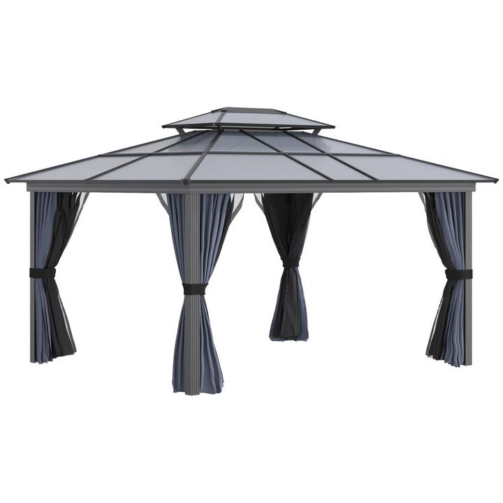 Hivvago 10' x 12' Hardtop Gazebo with Mesh Netting