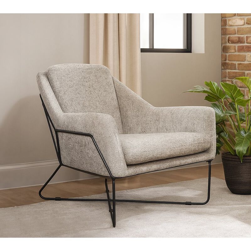 Emilia Lounge Chair in Gray Boucle Fabric