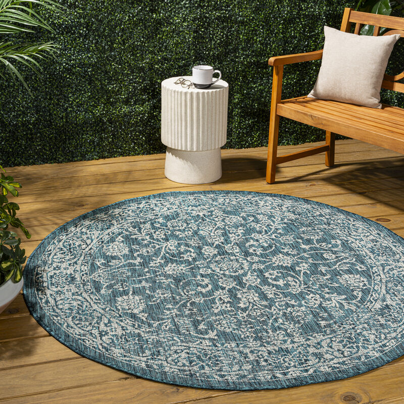 Tela Bohemian Textured Weave Floral Area Rug