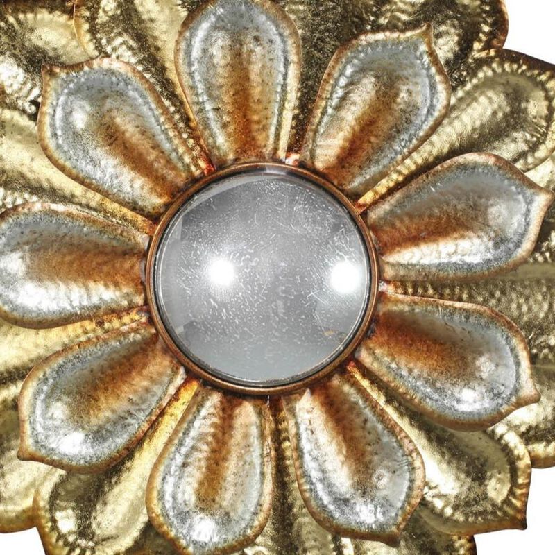 HomeRoots 36" Gold Metal Flower Framed Accent Mirror image number 2