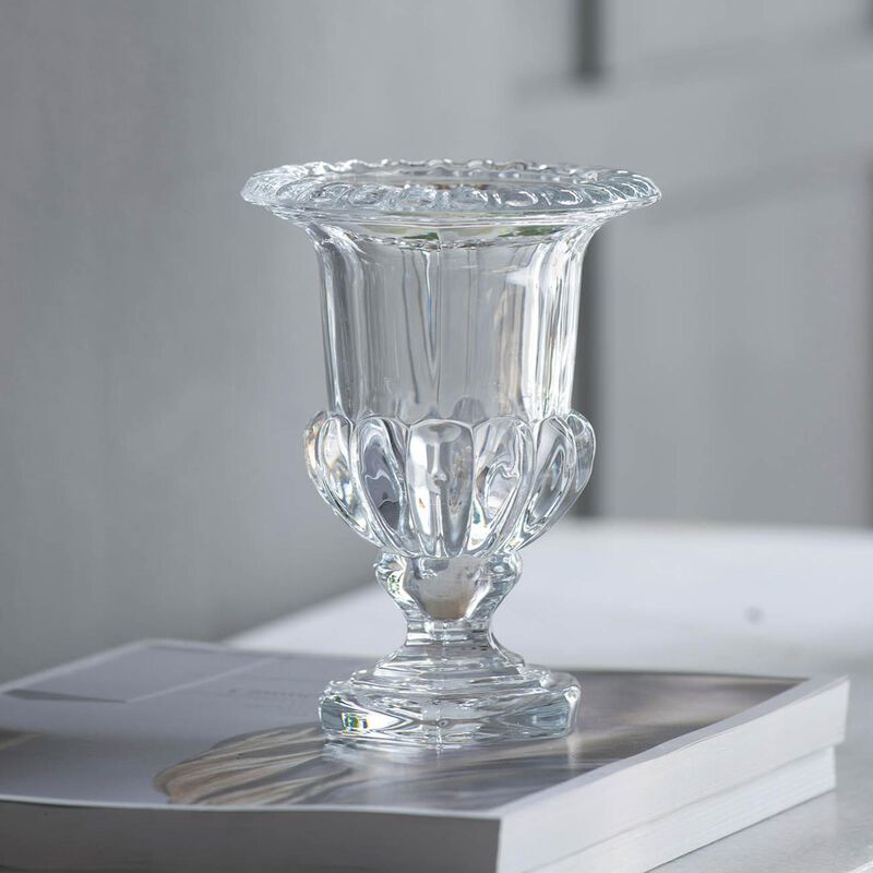Hivvago Set of Two Clear Glass Urn Table Vases