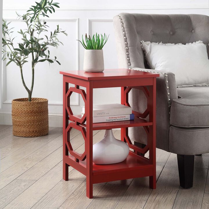 Convenience Concepts Omega End Shelves Table, Cranberry Red