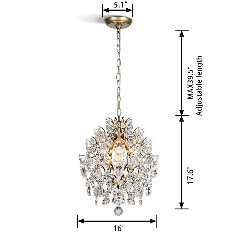 Alice Indoor 3-light Brushed Brass Crystal Chandelier image number 7