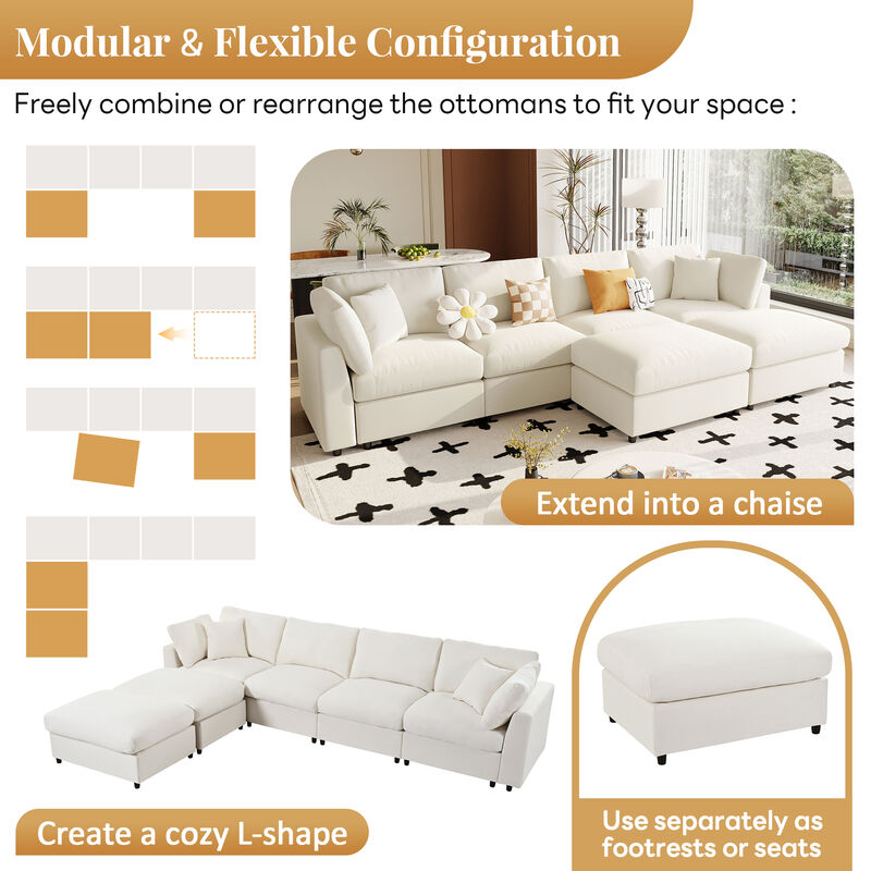 Spudmo 128" Large U-Shaped Sectional Sofa image number 6
