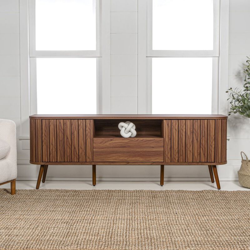 Jonathan Y Damien Farmhouse Curved TV Stand