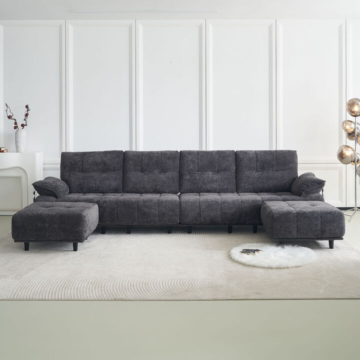 Vindhu 141.73'' Chenille Upholstery Material Modular Sofa