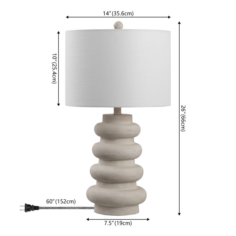Juniper 26" Modern Minimalist Resin Stacked Ovoid LED Lamp image number 4