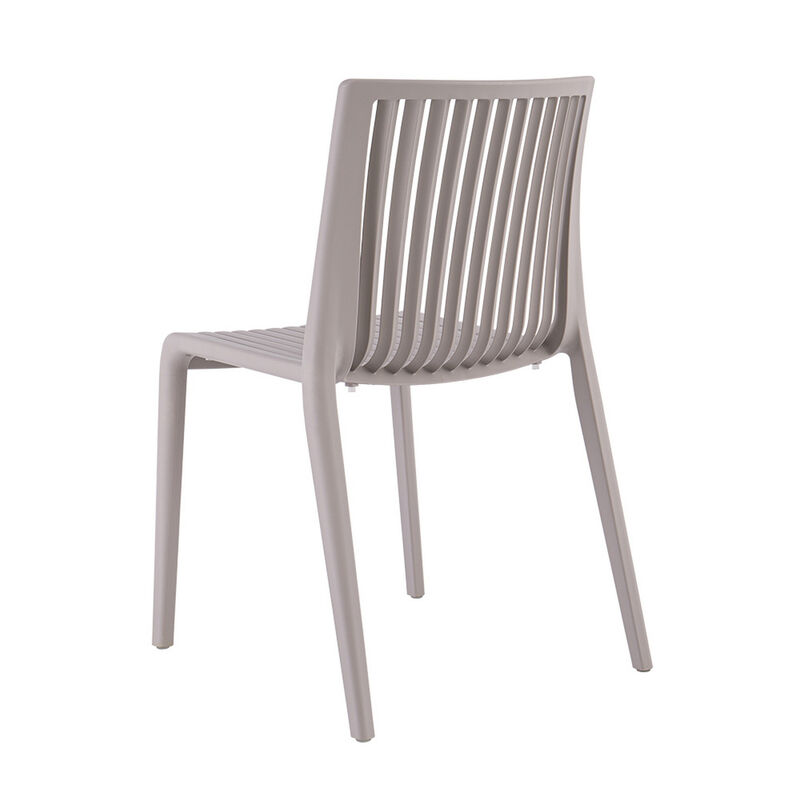 HomeRoots Set of Two Taupe Heavy Duty Plastic Outdoor Stacking Accent Chairs image number 2