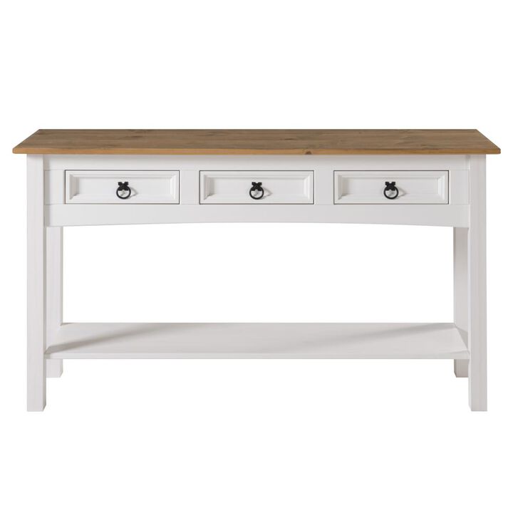 OS Home and Office Furniture Model COW933 Cottage Series Wood Hall Table in Corona Snow
