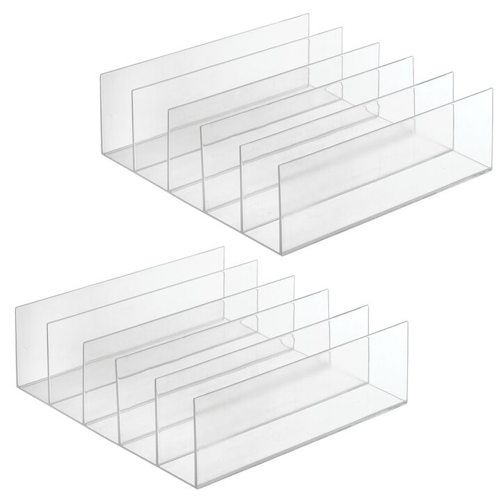 mDesign Plastic Divided Purse Organizer for Bedroom, Closet - 2 Pack - Clear