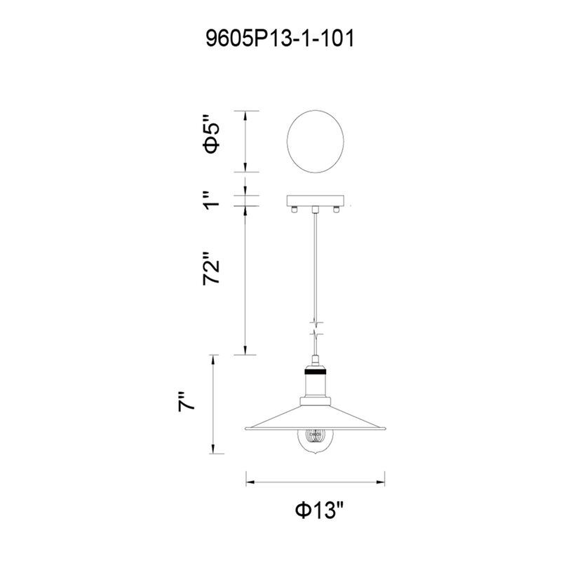 Brave 1 Light Down Mini Pendant With Black Finish