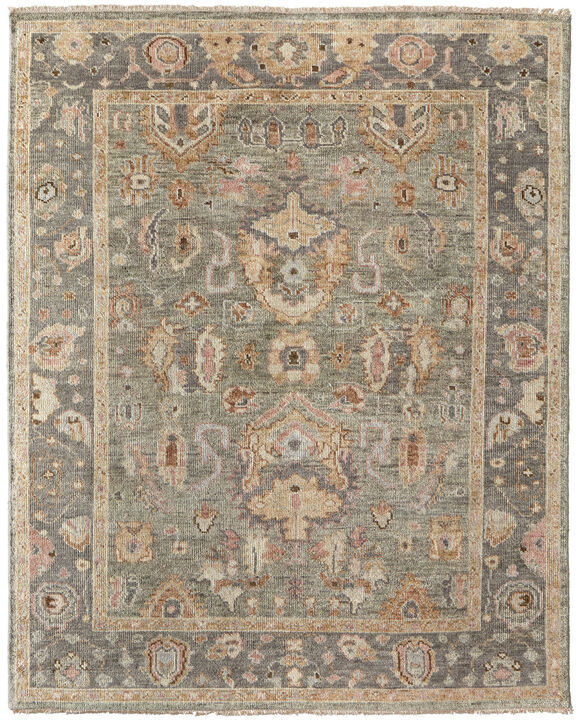 HomeRoots Wool Oriental Hand Knotted Area Rug With Fringe