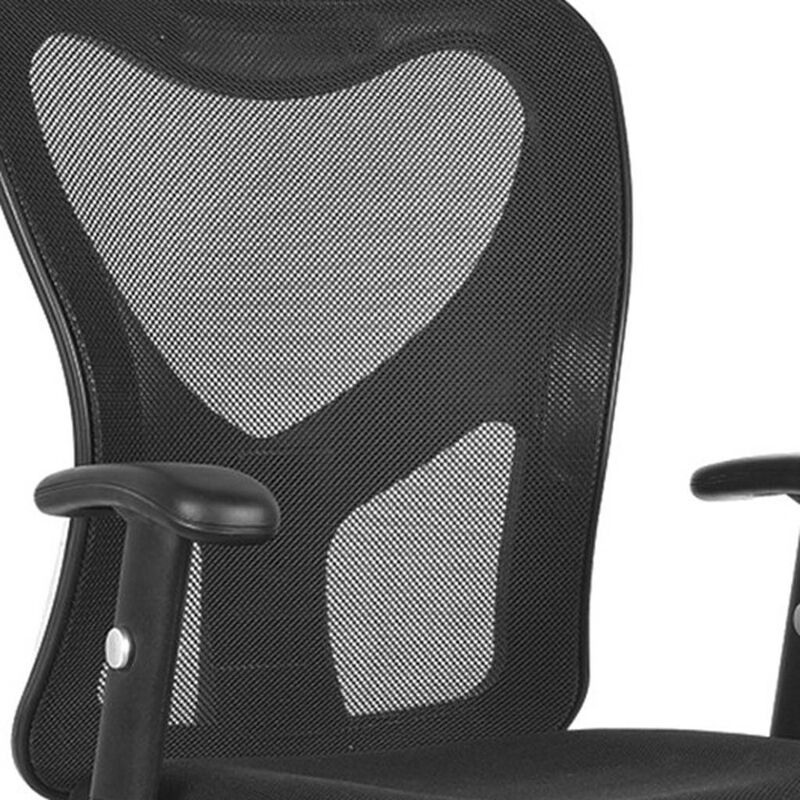 HomeRoots Black And Silver Adjustable Height Swivel Rolling Office Chair image number 4