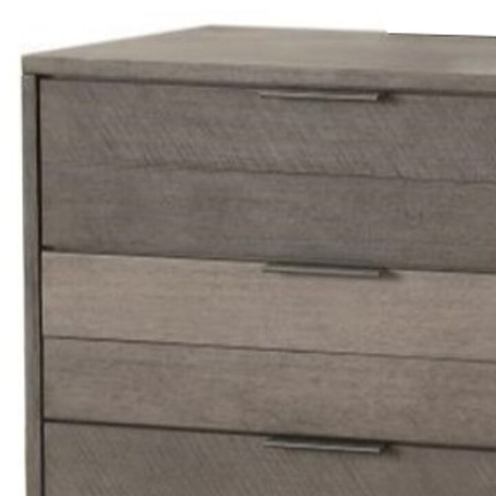 Contemporary Style Solid Wood Dresser with Metal Hairpin Legs, Grey