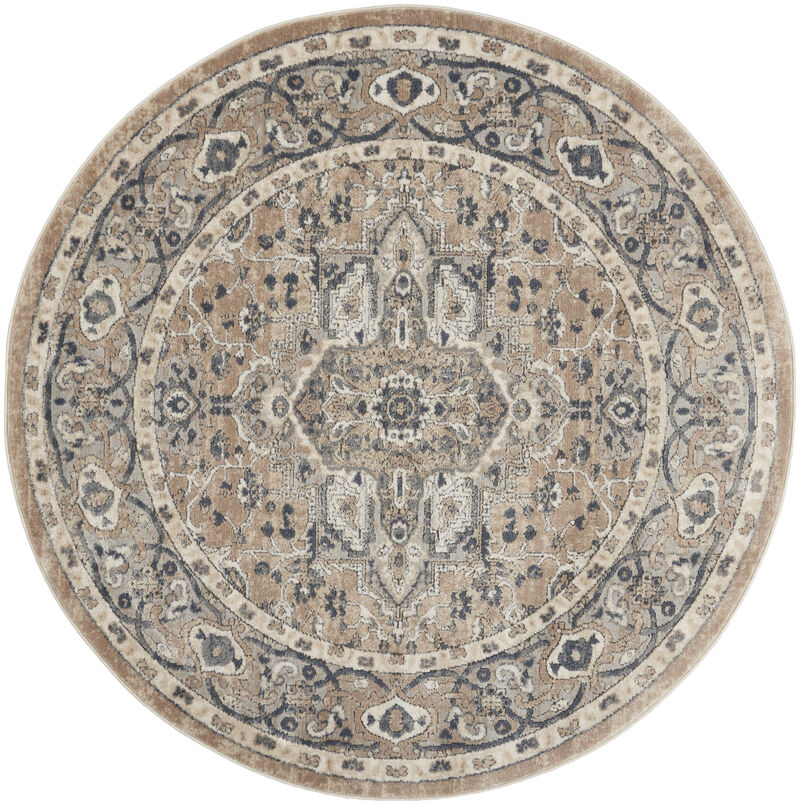 Quarry QUA05 Beige/Gray 4' x Round Rug image number 0