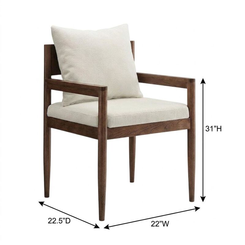 Wood Dining Armchair with Cushioned Seat for Kitchen or Dining Room, Charcoal image number 2