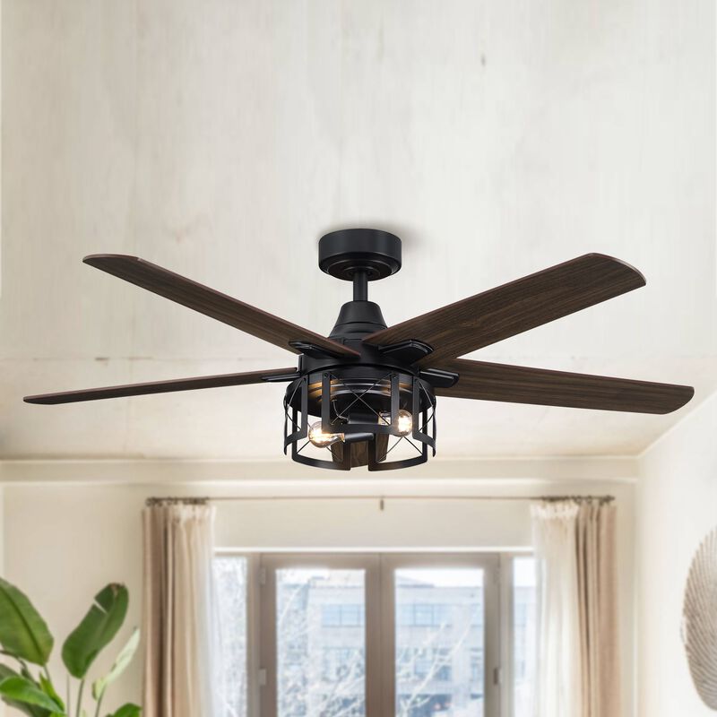 52 in. Matte Black Reversible Blades Ceiling Fan with Light and Remote