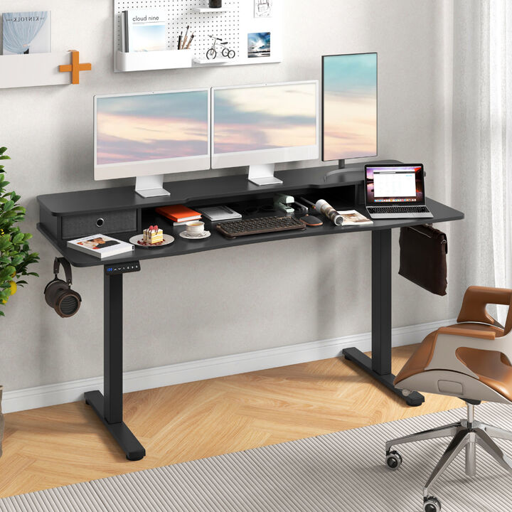 Adjustable Electric Desk with 2 Storage Drawers – Sleek Home Office Work Table