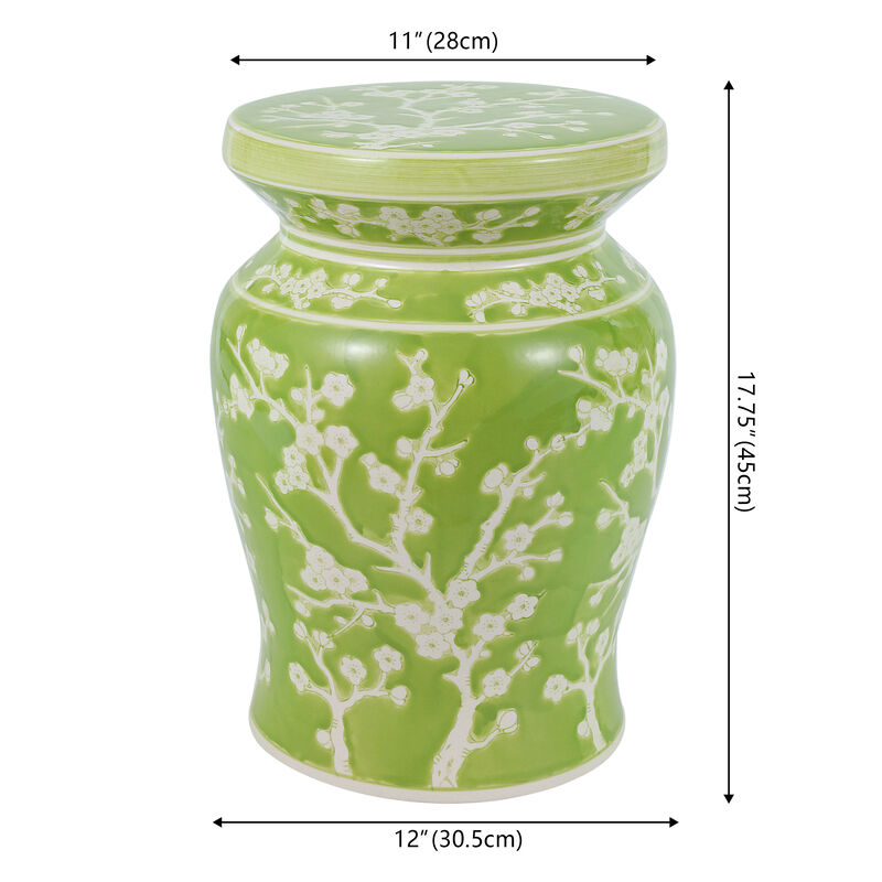 Cherry Blossom Ceramic Garden Stool