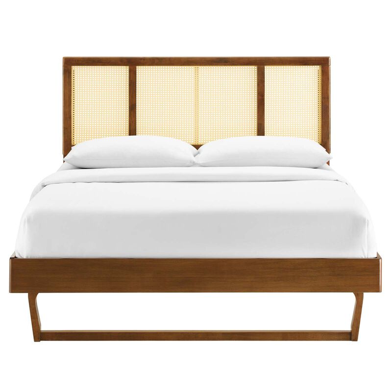 Modway - Kelsea Cane and Wood King Platform Bed with Angular Legs image number 4