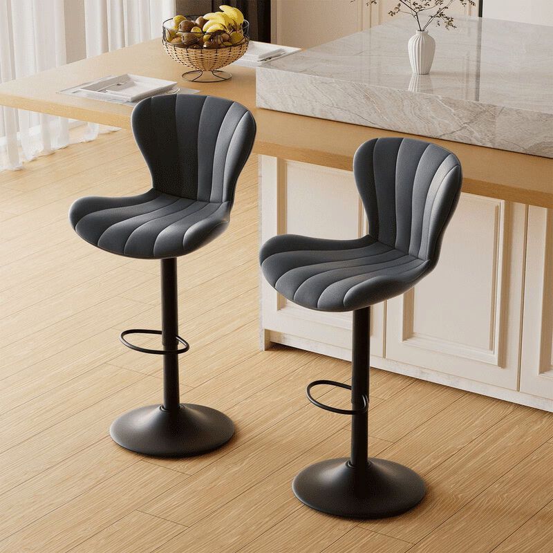Modern Fabric Swivel Bar Stools Set of 2, Steady Adjustable Counter Height Stools with Back and Footrest, 360&deg; Kitchen Island Chairs for Kitchen Counter, Home Bar image number 4