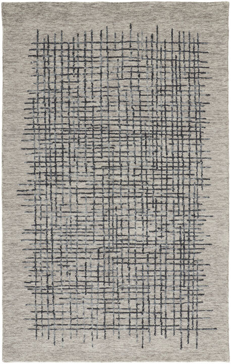 2 X 3 gray Black And Tan Wool Plaid Tufted Handmade Stain Resistant Area Rug