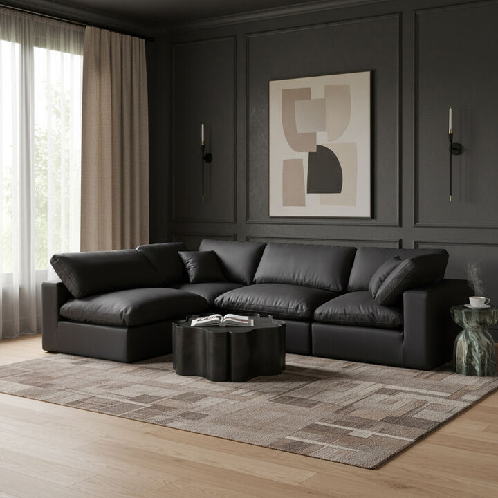 Meridian Furniture Comfy Black Vegan Leather Modular Sectional