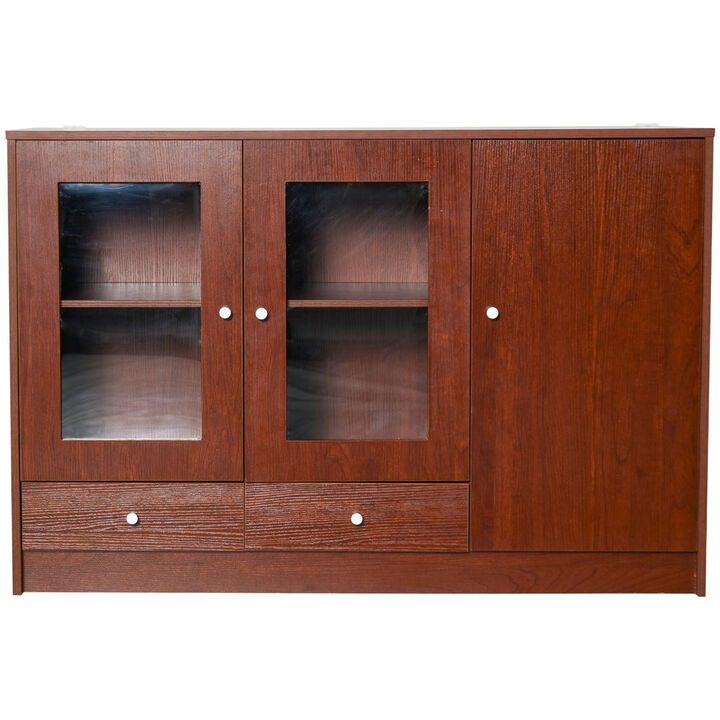 Brown Kitchen Storage: Buffet Cabinet with Framed Acrylic Doors