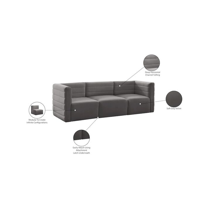 Meridian Furniture Quincy Grey Velvet Modular Sofa