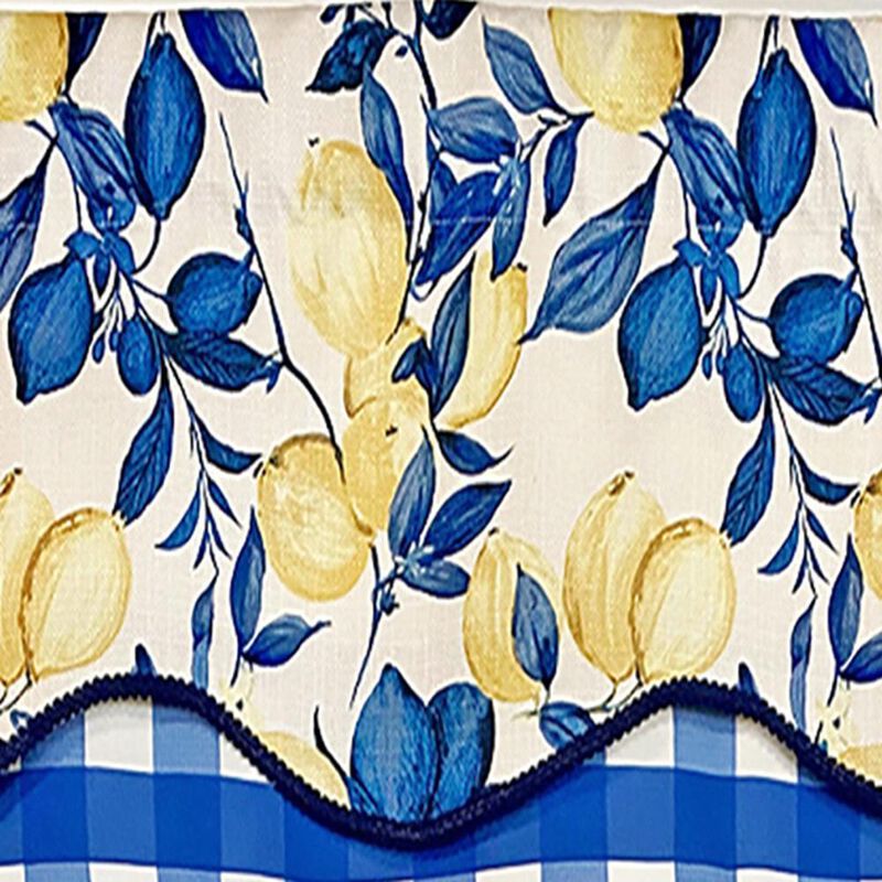 RLF Home El Limon Glory Valance Black. 3" Rod Pocket, Layered, Trimmed. 50"W X 16"L