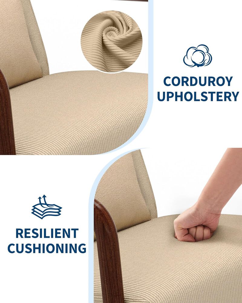 Modern Wide-Wale Corduroy Accent Sofa Chair, Lounge Armchair with Lumbar Pillow for Living Room, Bedroom, Outdoor Relax, Brown image number 2