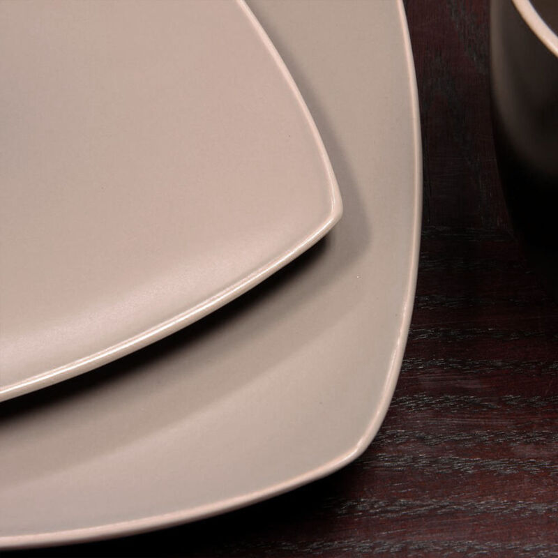 Gibson Soho Lounge Matte 16-Piece Dinnerware Set, Taupe