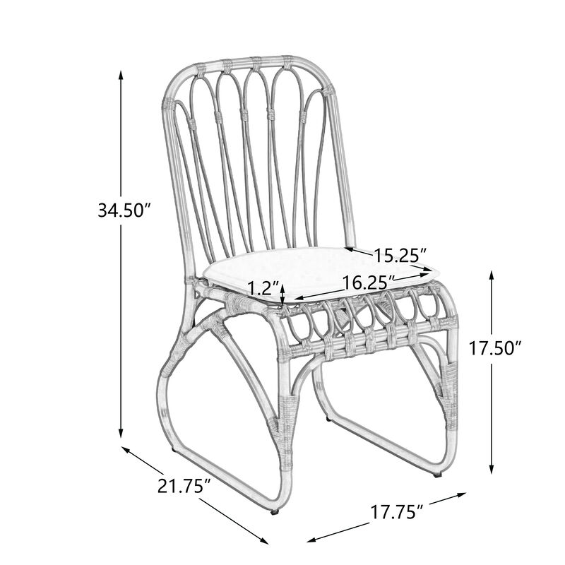 Merax Outdoor PE Wicker Dining Chairs with Washable Cushion Set of 2