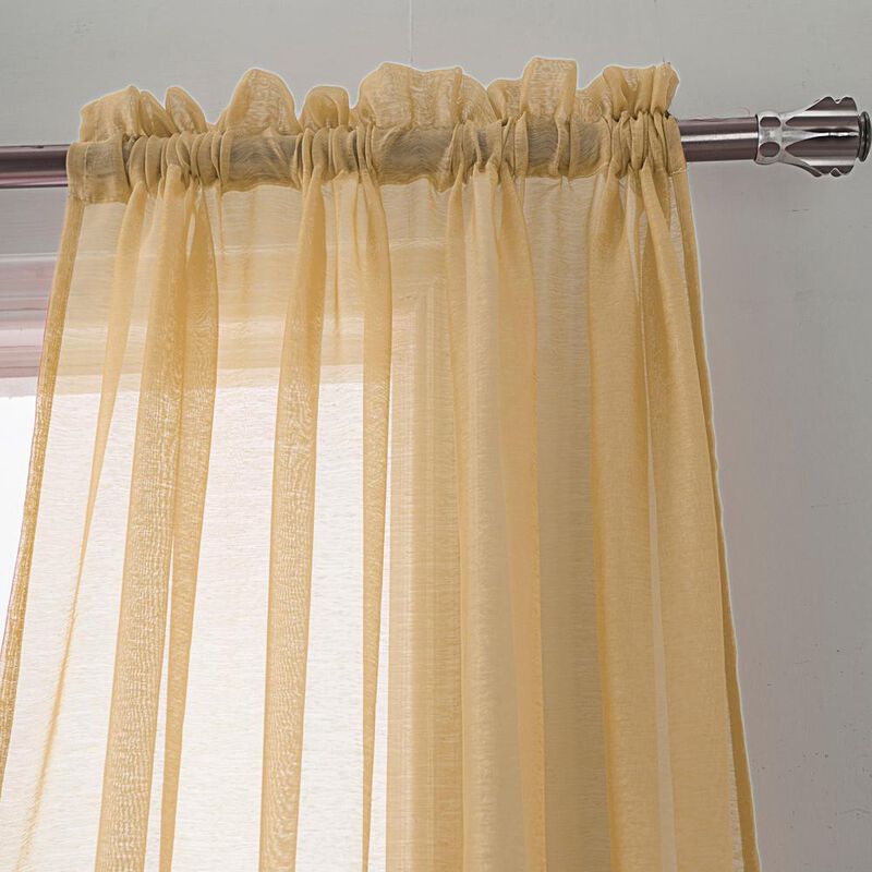 RT Designers Celine Sheer Rod Pocket Curtain Panel Pair - 55x90", Coffee