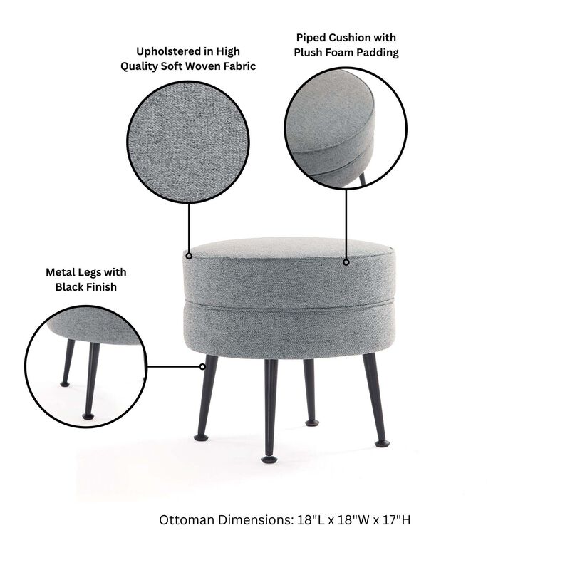 Bailey Gray and Black Ottoman